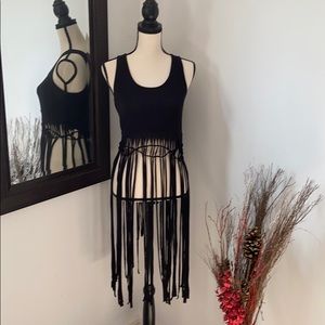 Black Tassel cropped tank